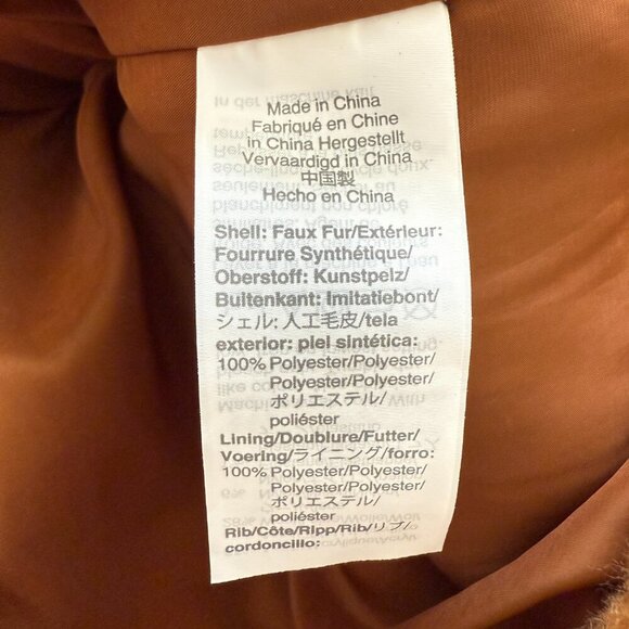 J. Crew Faux Fur Full Zip Bomber Jacket Womens 2X Cognac Preppy Designer Outdoor - Picture 14 of 15